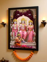 Bhagyalaxmi Creations Lord Ram Darbar Wall Frame | Ram Sita Lakshman Hanuman Spiritual Wall Décor Religious Frame