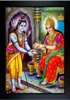 FRAMTASTIC Annapurna Devi With Shiv ji Photo Frame Religious Frame