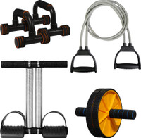 Manogyam Double Toning Resistance Tube, Heavy Tummy Trimmer , Pushup bar And Ab roller Resistance Tube(Multicolor)