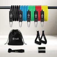 Cult Resistance Bands Set of 11 with Handles, Ankle Straps & Carry Bag Resistance Tube(Multicolor)