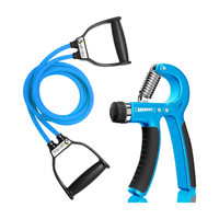 AJRO DEAL Combo of 2 -Double Toning Tube Resistance Tube ,R Hand Grip Hand Exerciser. Resistance Tube(Blue)