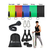 AJRO DEAL 11 Pcs Fitness band for Exercise, Stretching & Body Toning, Home Gym Equipment Resistance Tube(Multicolor)