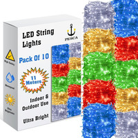 PESCA 40 LEDs 11 m Multicolor Steady String Rice Lights(Pack of 10)