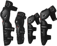 Rhtdm Motorcycle Bike Racing Riding Knee & Elbow Guard Shin Protector Elbow Guard, Knee Guard Free Black(Pack of 4)