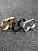 Jagsun Double Finger for Boy and Girl Two Finger for Men and Women Stainless Steel Black Silver, Gold Plated Ring