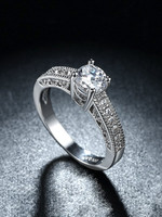 YELLOW CHIMES Valentines day Special White Crystal Adjustable Finger Rings for Women Metal Rhodium Plated Ring