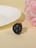 Thrillz Stylish Ring watch For Women Black Adjustable jewelry accessories for women Stainless Steel Silver Plated Ring