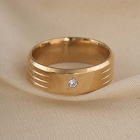 PALMONAS PALMONAS Shiny Diamond Gold Ring for Mens (Size- 10) - Waterproof & Anti-Tarnish Stainless Steel Cubic Zirconia Gold Plated Ring