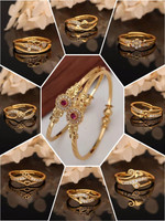 brado jewellery Gold Plated Combo of 8 Designer Finger Rings & Stylish Bangles for Women & Girls Brass Diamond Gold Plated Ring