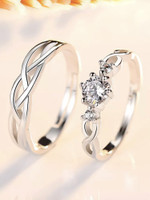 Devora Adjustable Couple Rings for lovers valentine gift Stainless Steel Ring Set