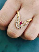 DIMIKI Gold Plated AD Vangi Ring Alloy Cubic Zirconia Ring