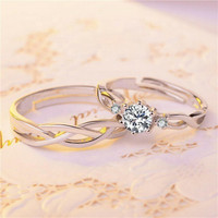 White Chimes Brass, Stainless Steel, Copper, Metal Cubic Zirconia, Diamond, Zircon Rhodium, Silver, Titanium, Gold, Platinum Plated Ring Set