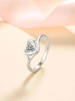Alvira Valentine's Day Heart Adjustable Silver Ring For Women & Girls Stainless Steel Cubic Zirconia, Crystal, Diamond Silver Plated Ring