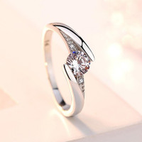 MYKI Sizzling Solitaire Adjustable Ring For Women & Girls Sterling Silver Crystal 24K Stainless Steel Cubic Zirconia Silver Plated Ring