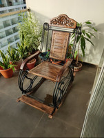 Giftoshopee Wooden & Iron Rocking Chair ,Garden Rocking Chair Solid Wood 1 Seater Rocking Chairs(Finish Color - BROWN, DIY(Do-It-Yourself))