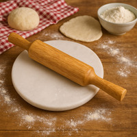 PRIMESAGE Marble Chakla Belan Set for Roti, Chapati Rolling Board & Pin, Natural Stone Rolling Pin & Board(White, Brown, Pack of 2)