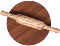 RSPTJM Chakla Belan Roti Maker (9 Inch) Wooden Pure Chakla Belan Combo for Kitchen. Rolling Pin & Board(Brown, Pack of 2)