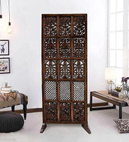 Artesia Handcrafted Wooden Panel MDF Room Divider Screen With Stand Solid Wood Decorative Screen Partition(Free Standing, Finish Color - Brown, Pre-assembled)