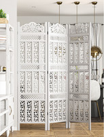 Artesia Handcrafted 3 Panel Wooden MDF Room Partition & Room Divider (White) Solid Wood Decorative Screen Partition(Floor Standing, Finish Color - White, 3, Pre-assembled)
