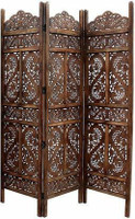 Decorhand Handcrafted 3 Panel Wooden MDF Room Partition & Room Divider (Brown) Solid Wood Decorative Screen Partition(Floor Standing, Finish Color - Brown, 3, Pre-assembled)