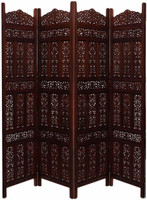 Decorhand Handcrafted 4 Panel Wooden Room Partition & Room Divider (Brown) Solid Wood Decorative Screen Partition Solid Wood Decorative Screen Partition(Free Standing, Finish Color - Brown, 4, Pre-assembled)