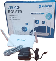 HI-FOCUS WIFI ROUTER SUPPORT ALL NETWORK 5G/4G/3G/2G SIMCARDS WITH 4 ANTENAA HF-R1104T-4G 4G Router 2.4 GHz 150 Mbps Wifi Speed Dual Band Internal & External Antenna MiFi (Sim Based)(White)