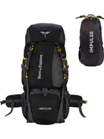 IMPULSE 80 Litres Curve Water Resistant Tour Travel Rucksack  - 80 L(Black)