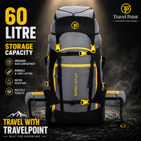TRAVEL POINT WATERPROOF TREKKING BAG HIKKING BACKPACK FOR OUTDOOR Rucksack  - 60 L(Grey)