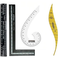 RAZIYUM Sewing Ruler Set, L-Square Ruler ,ArmHole Curve, Straight Scale and French Curve Ruler(Set of 4, Multicolor)