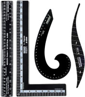 Saravana Super Mart Black Arm hole scale, 30cm L, Straight Scale and Black French curve (4 pcs) Ruler(Set of 4, Black)