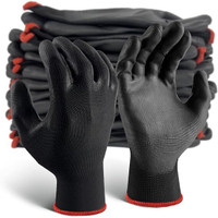 tick mark 5PAIR Durable Black Nylon Rubber-Coated SafetyWorkGloves ForIndustrial,Gardening Nylon  Safety Gloves(Pack of 10)