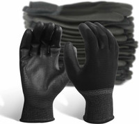 SS & WW BLACK PALM PU COATED HAND GLOVES PACK OF 5 PAIR Latex  Safety Gloves(Pack of 10)