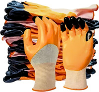 7SHIELD 3Pair Orange Heavy Duty Nylon Hand Gloves For Construction,Grading Anti Cut Nylon  Safety Gloves(Pack of 6)