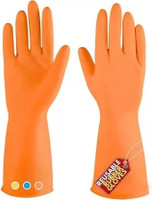 tick mark 1 Pair Orange Rubber Hand Safety Gloves For Chemical, Electrical ,Gardening Rubber  Safety Gloves(Pack of 2)