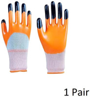 AZWIAN Nitrile Coated Gloves for Construction, Gardening(1 Pair) Nitrile Safety Gloves Nylon  Safety Gloves(Pack of 2)