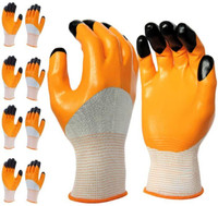 SAMBHAW Orange Black Tiger Print Latex Nitrile Palm Coated Safety Hand Gloves 3 Pair Sambhaw Safety Hand Gloves -3 Pair Wood-working, Blowtorch, Laboratory, Power Tool  Safety Goggle(L)