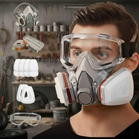 Rywell Gas Mask Reusable Respirator With Filters Gas Mask For Painting, Woodworking, Construction, Sanding, Spraying, Chemicals Laboratory  Safety Goggle(Free-size)
