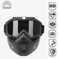 Olsic 100% New Black Goggle Face Mask Anti Scratch UV Protective Face; Windproof Dirt Shield With Soft Foam Padded Detachable Safety Goggle2 Safety Visor(Size - Free-size)