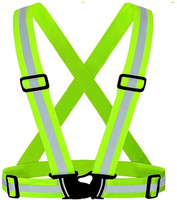 sicuro High Visibility Elastic Safety Belt , Night Cycling Reflector Strips Adjustable Safety Jacket(Green)