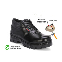 Joker Steel Toe Genuine Leather Safety Shoe(Black, S1P, Size 5)