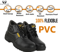 foot trends Steel Toe PVC Safety Shoe(Black, S1, Size 9)