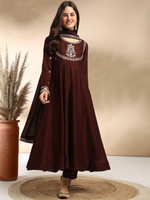 RITIH Embroidered Anarkali Kurta, Bottom & Dupatta Set