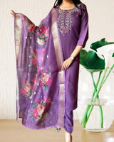 ROZRI Embroidered Anarkali Kurta, Bottom & Dupatta Set