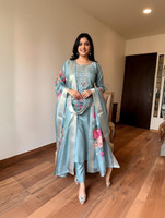 AESTHETIC ENTERPRISE Embroidered Kurta, Trouser/Pant & Dupatta Set