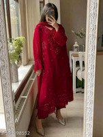 DIZVU Embroidered Kurta, Trouser/Pant & Dupatta Set