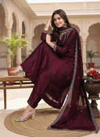 OMICRON FAB Embroidered Anarkali Kurta, Bottom & Dupatta Set