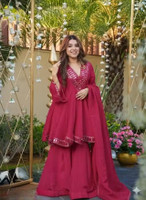BE IN TEXO FAB Embroidered Kurta, Sharara & Dupatta Set