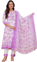 SHALIG Printed, Embroidered Anarkali Kurta, Bottom & Dupatta Set