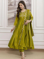 KALKI COLLECTION Embroidered Anarkali Kurta, Bottom & Dupatta Set