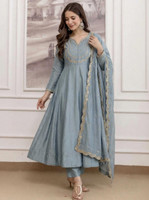 KALKI COLLECTION Printed Anarkali Kurta, Bottom & Dupatta Set